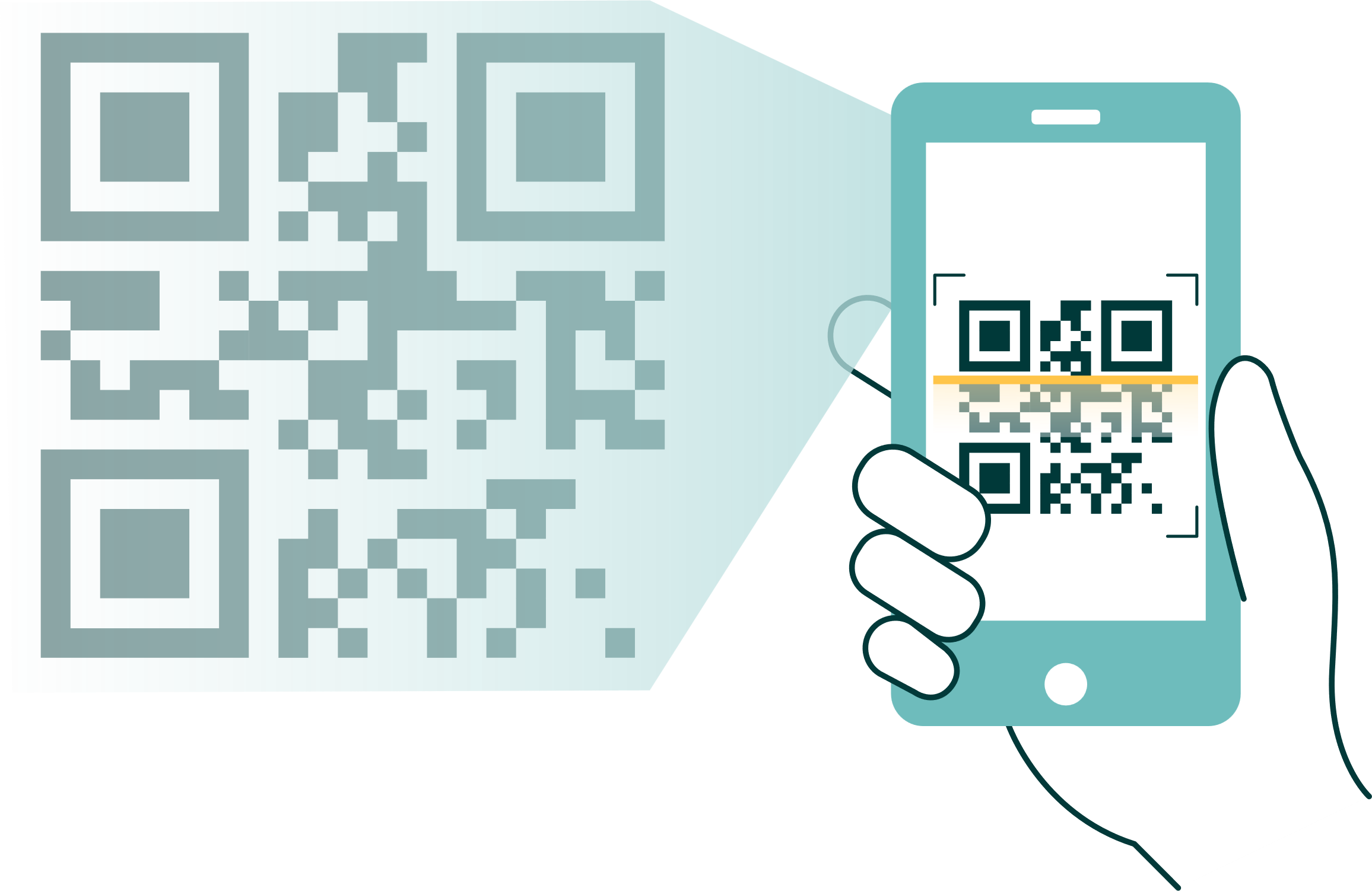 Scanning a QR code with a smartphone graphic
