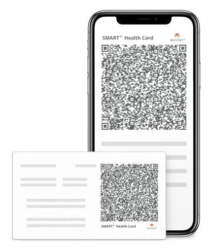 Photograph of paper and digital SMART Health Cards