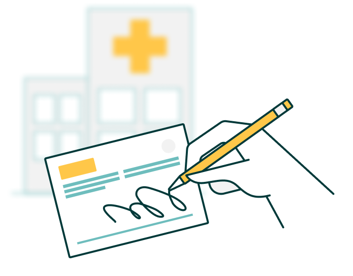 Illustration of signing a paper SMART Health Card