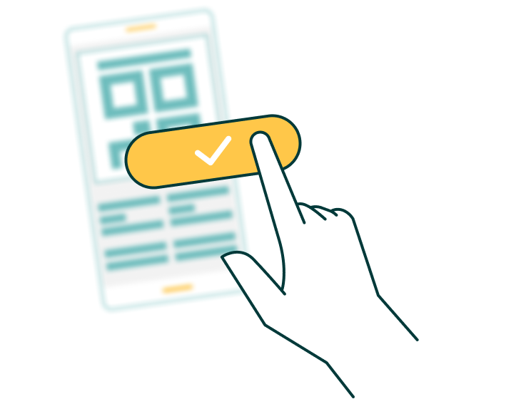 Illustration of interacting with a digital SMART Health Card on a mobile device